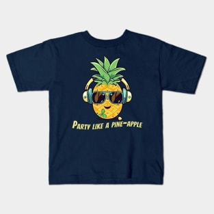 Pineapple Surfing on Vinyl Record T-Shirt Design for Music and Summer Lovers Kids T-Shirt